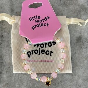 Little Words Project Pink Beaded Bracelet with Heart Charm